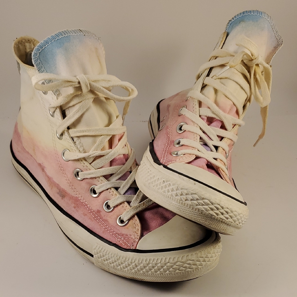 Converse Pink and Blue High-Top Sneakers Women's Size 10